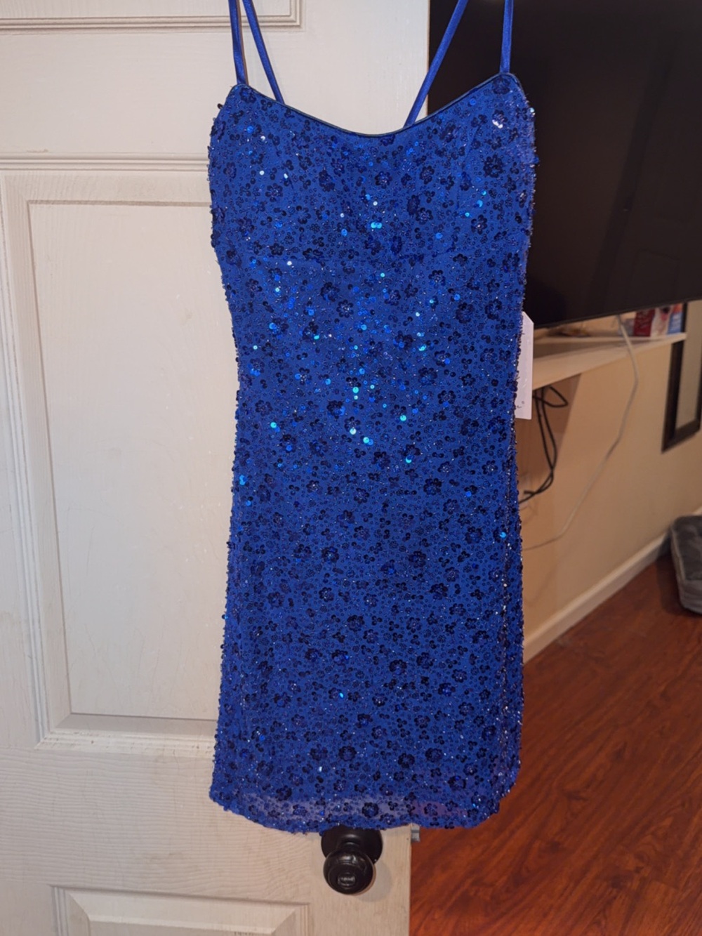 Royal Blue Sequin Slip Mini Dress - Women's Party Dress